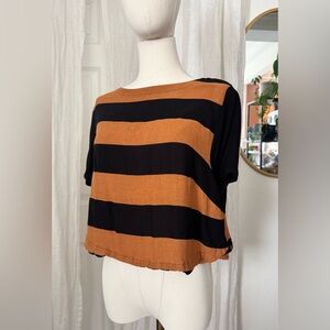 Striped Black and Rust Women's Top